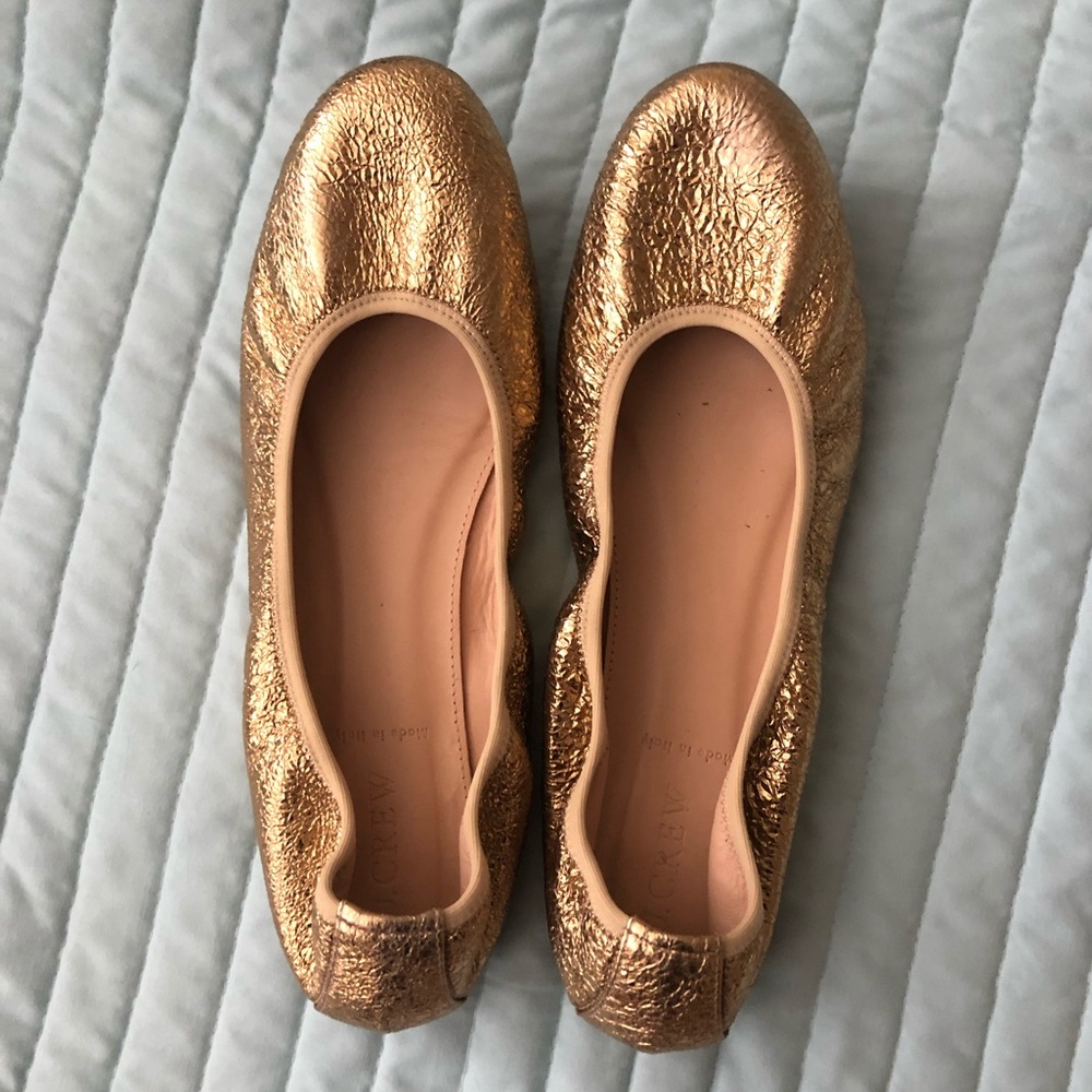 J Crew size 9.5 gold metallic flats